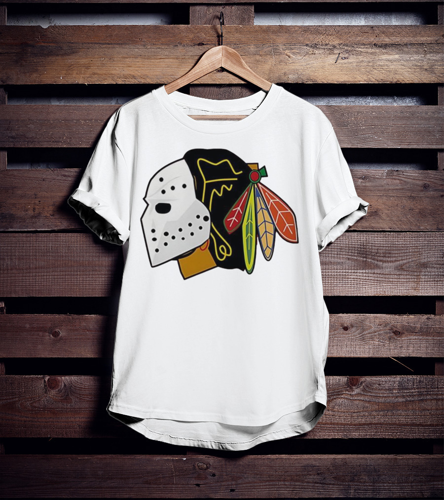 Chicago Blackhawks Hockey Mask Team Colors T-Shirt