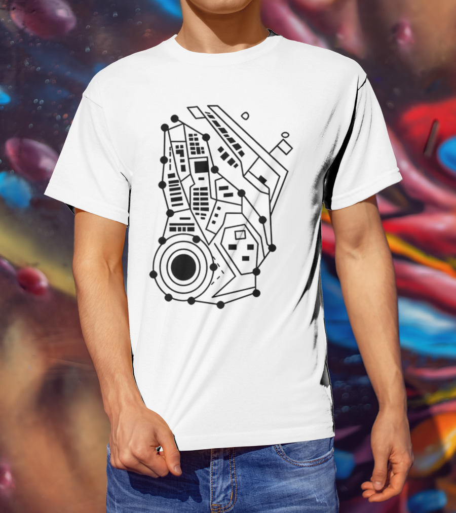 Circuit Board Pattern Tech-Inspired Circuitry T-Shirt