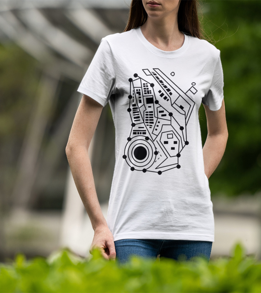 Circuit Board Pattern Tech-Inspired Circuitry T-Shirt
