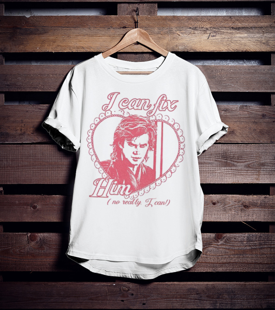 Coquette Anakin Skywalker I Can Fix Him Heart Design T-Shirt