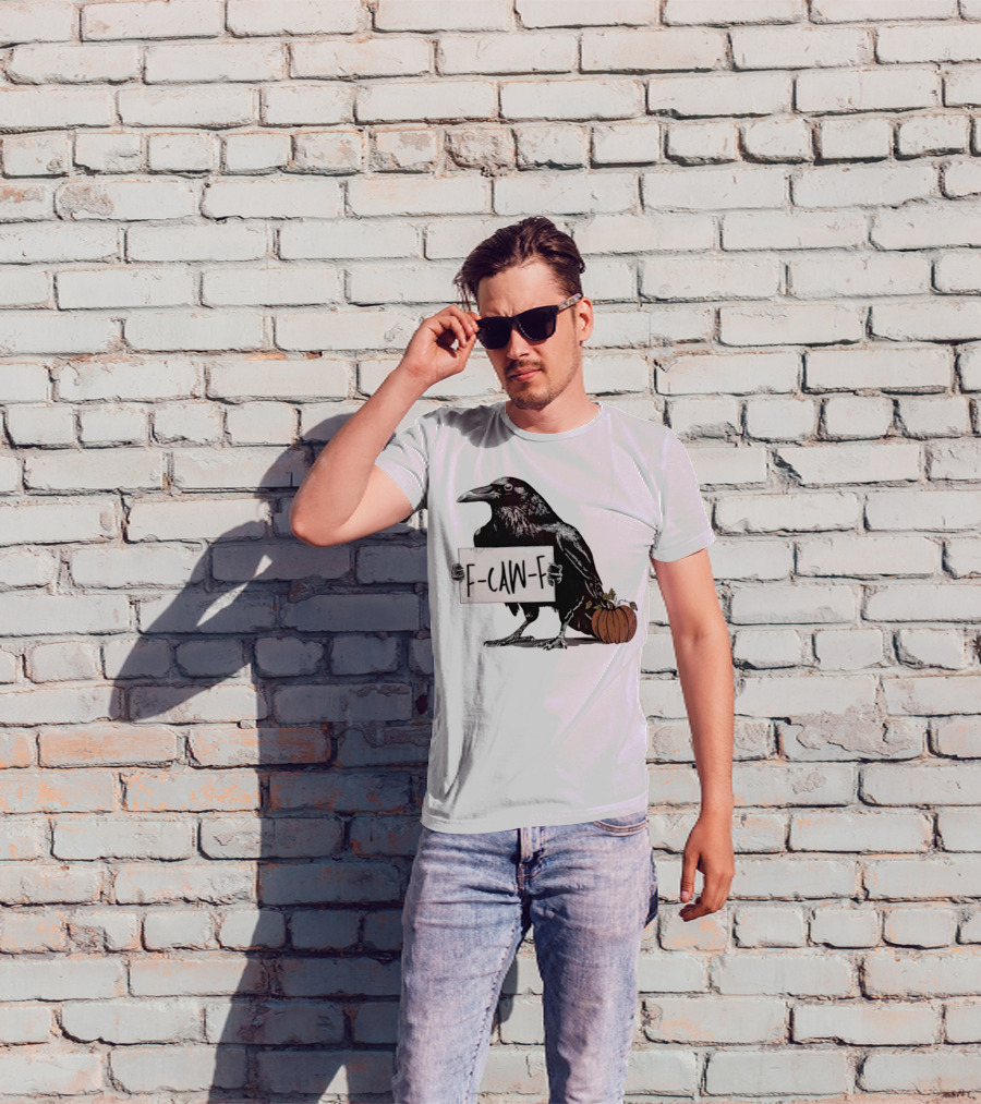 F Caw F Anti Fascism Crow Halloween Raven Pumpkin T-Shirt