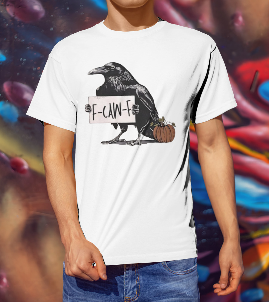 F Caw F Anti Fascism Crow Halloween Raven Pumpkin T-Shirt