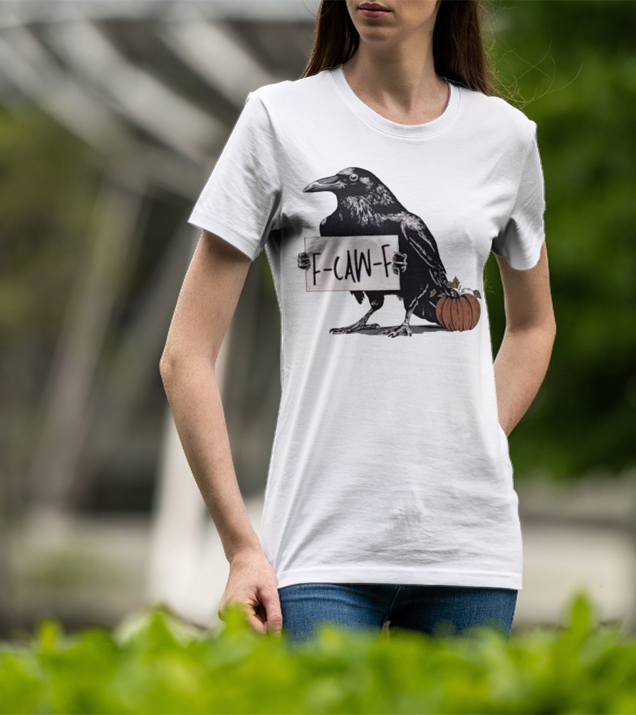 F Caw F Anti Fascism Crow Halloween Raven Pumpkin T-Shirt