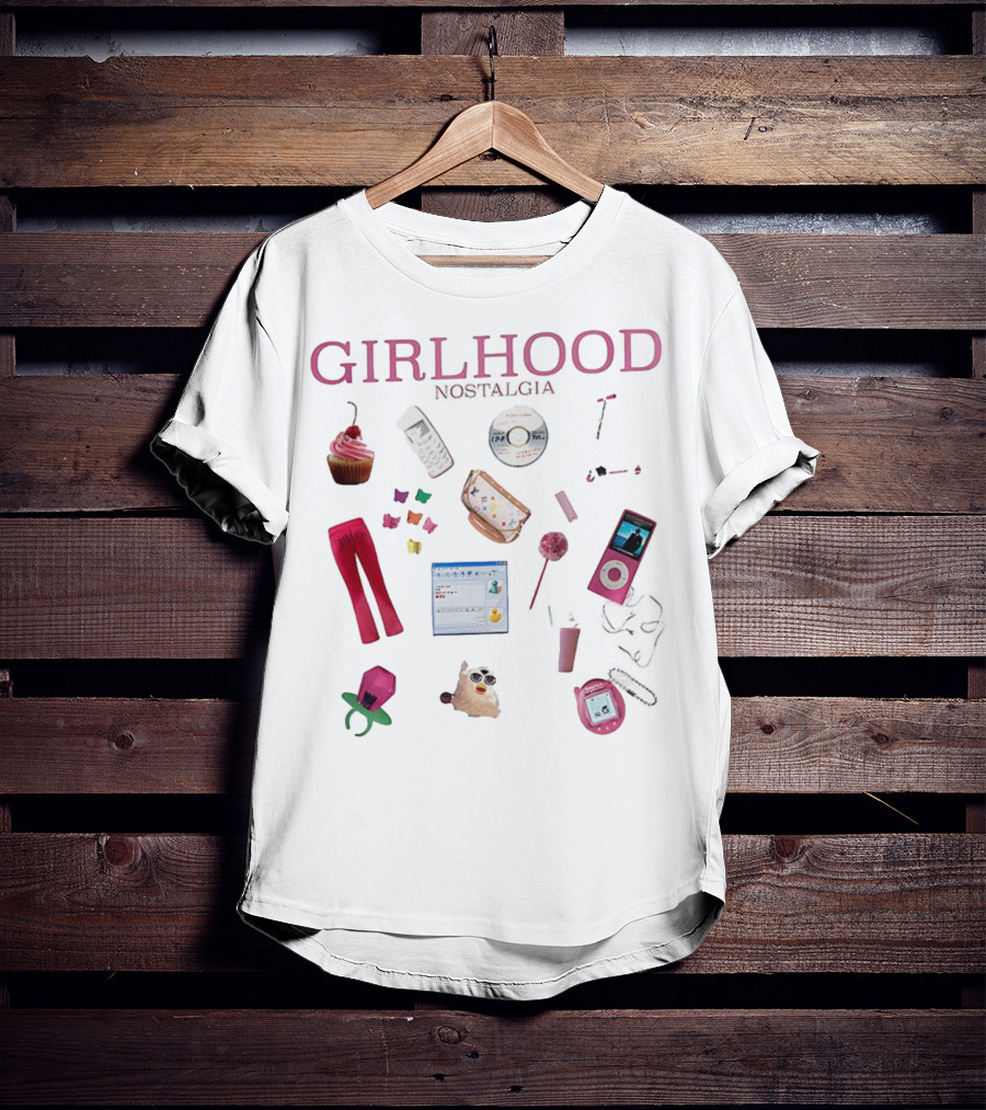 Girlhood Nostalgia 2000s Style Icons IPod Flip Phone Tamagotchi MSN Messenger Cupcake T-Shirt
