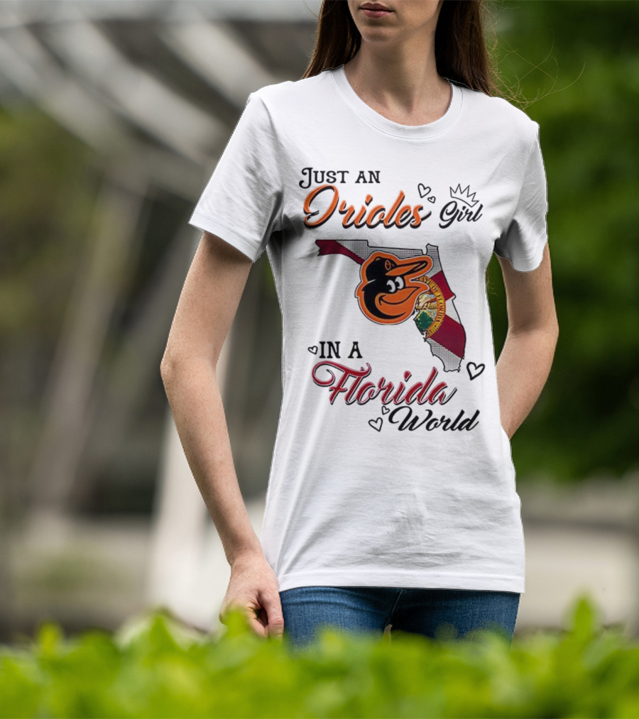 Baltimore Orioles Fan In Florida With State Flag And Mascot T-Shirt