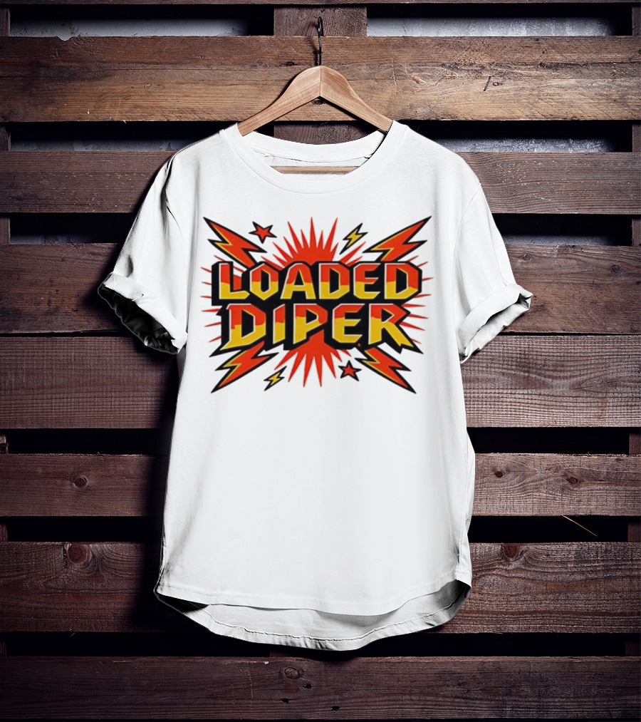 Loaded Diper Band Logo Comic Book Style Explosion Graphic T-Shirt