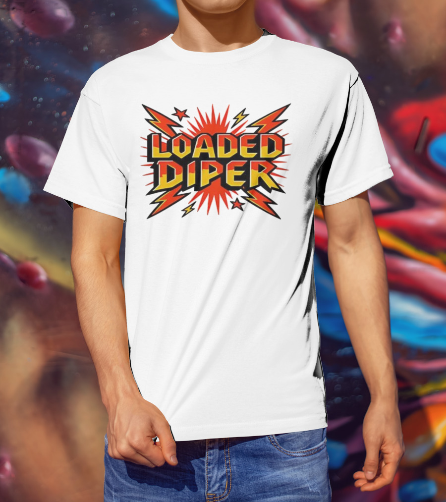 Loaded Diper Band Logo Comic Book Style Explosion Graphic T-Shirt