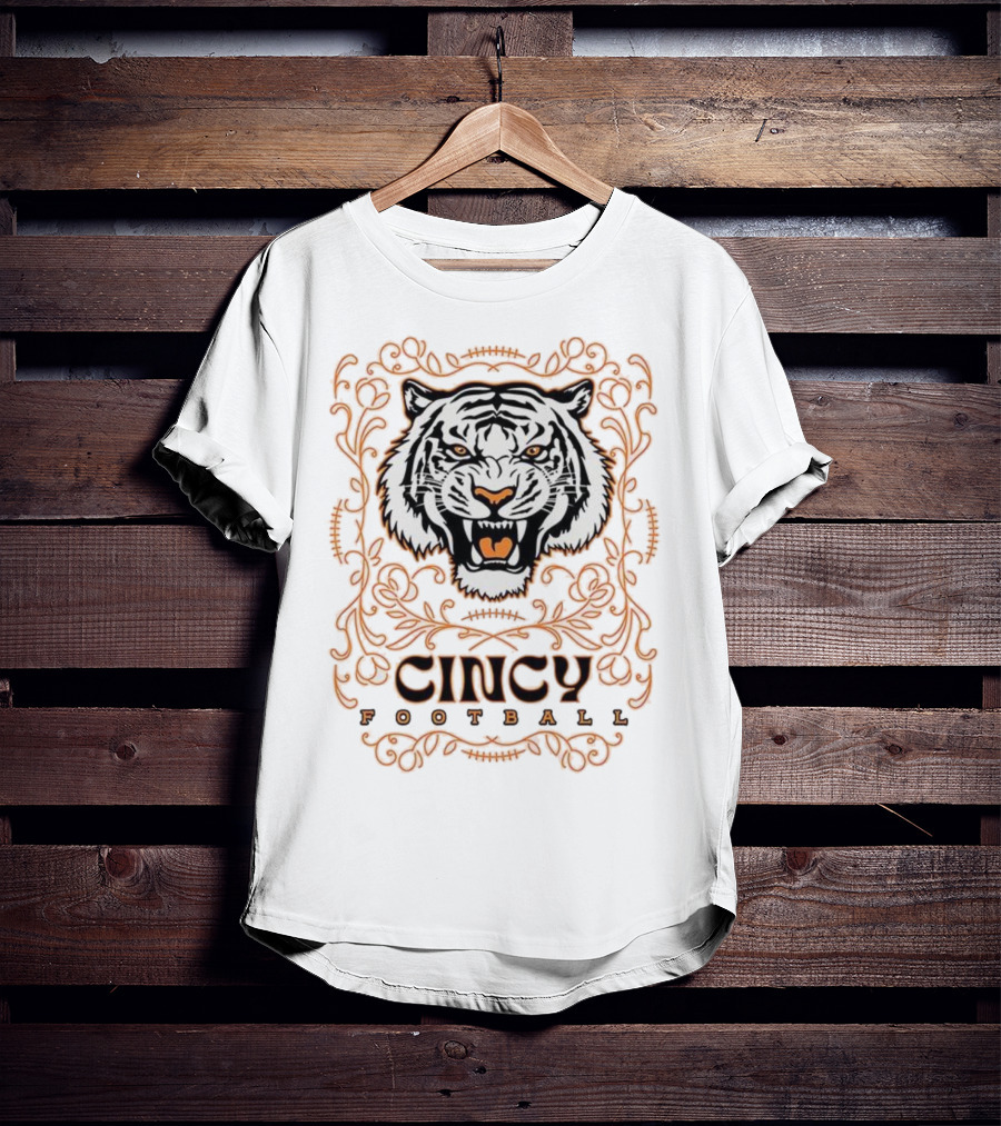 Cincy Football Tiger Roaring Face Frame T-Shirt