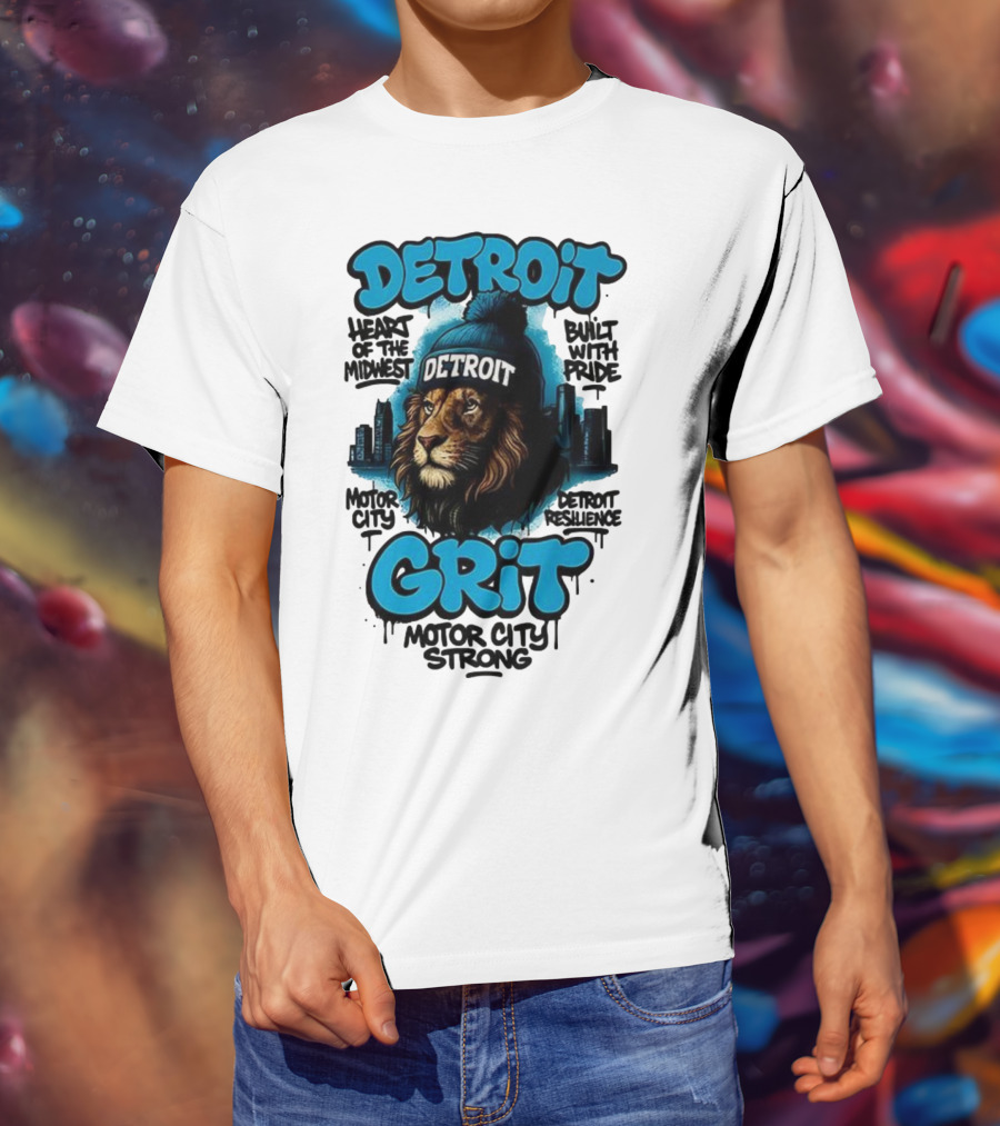 Detroit Grit Motor City Resilience Heart Of The Midwest Bullet With Pride Strong Skyline T-Shirt