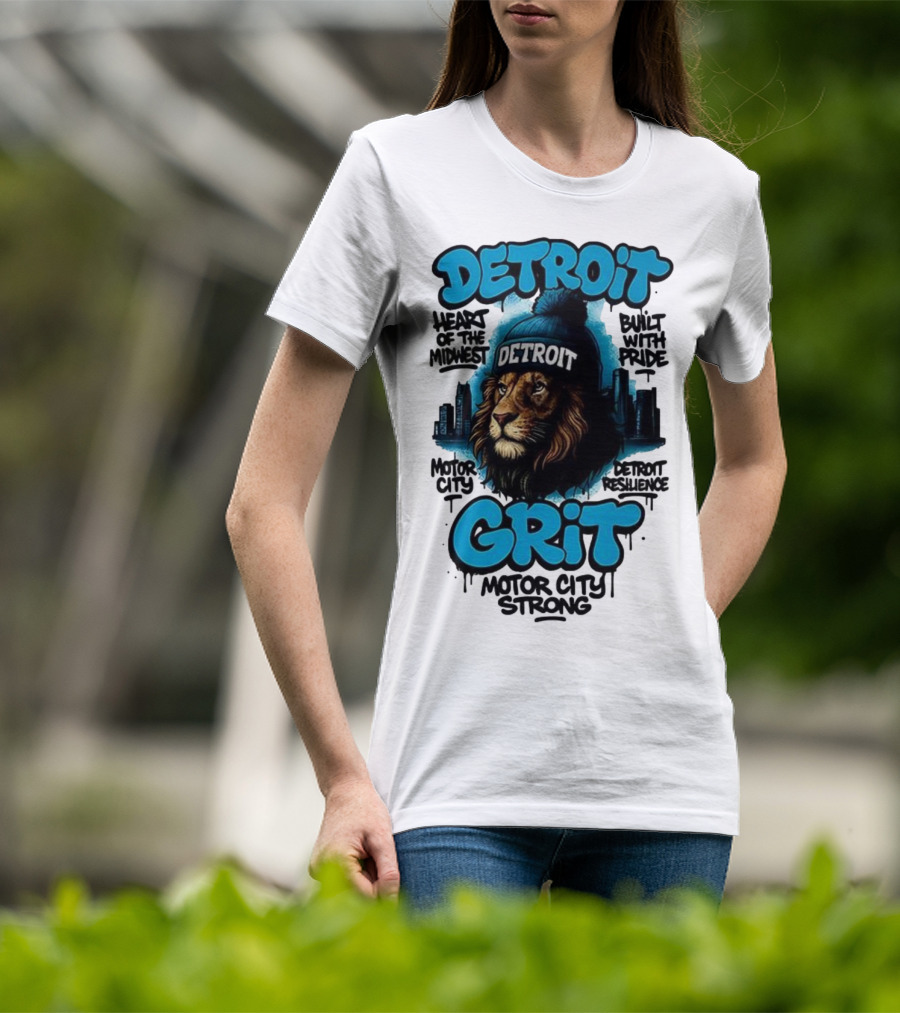 Detroit Grit Motor City Resilience Heart Of The Midwest Bullet With Pride Strong Skyline T-Shirt