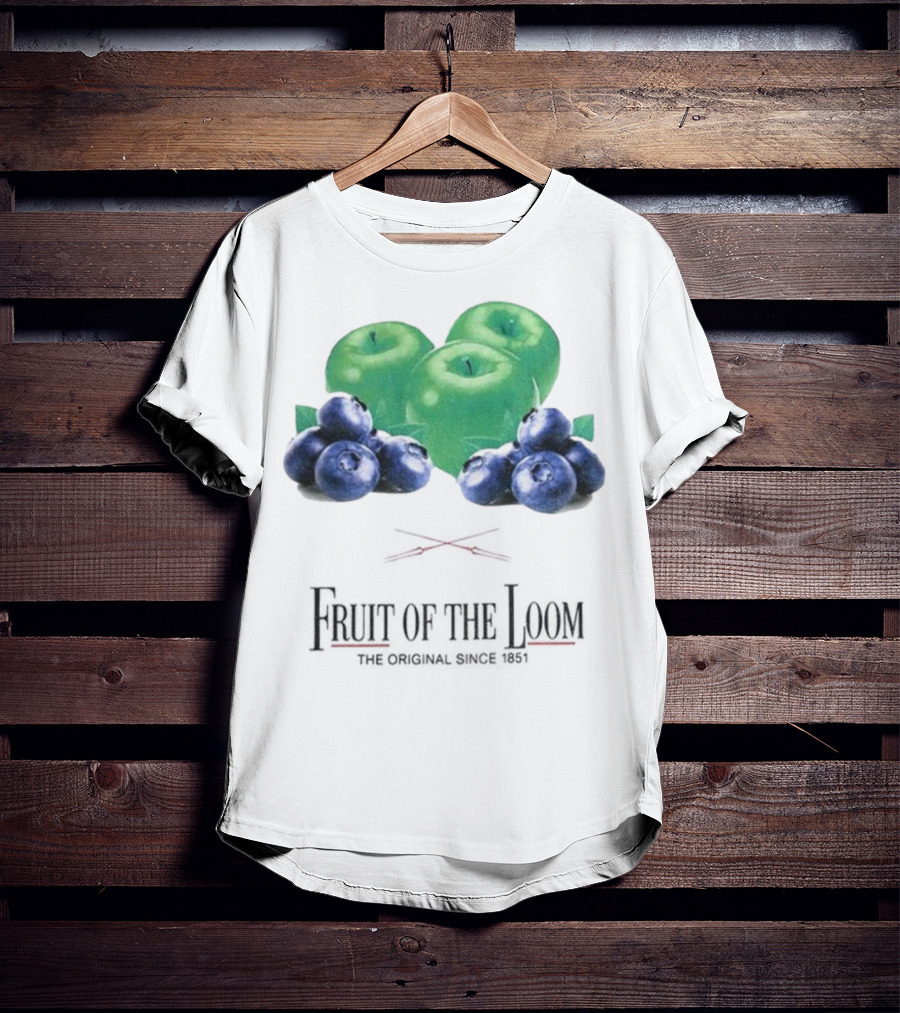 Fruit Of The Loom Original Since 1851 Green Apples Blueberries T-Shirt