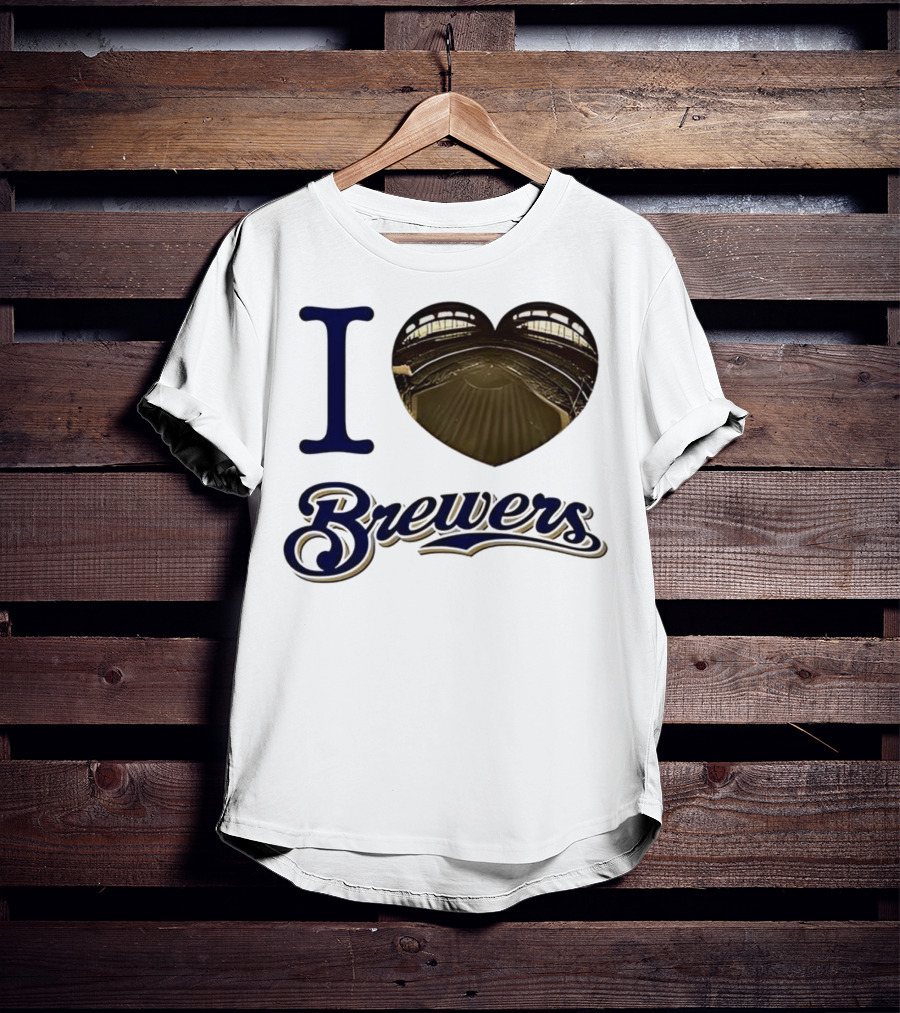 I Love Brewers Heart Stadium Milwaukee MLB T-Shirt