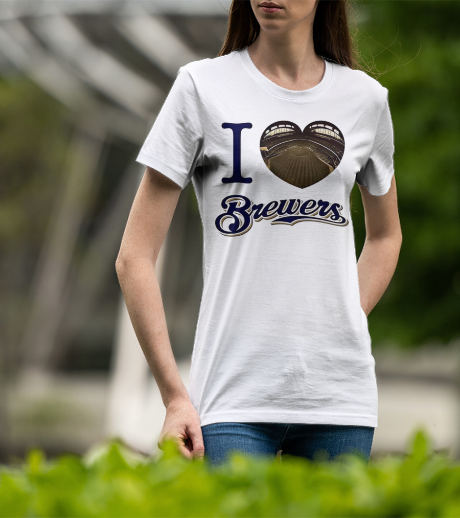 I Love Brewers Heart Stadium Milwaukee MLB T-Shirt