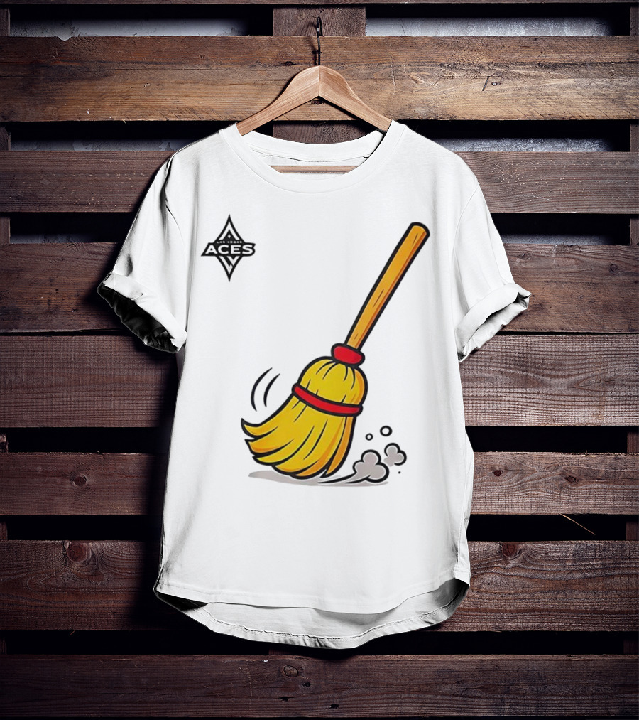 Las Vegas Aces Broom 2025 Championship Victory Sweep T-Shirt