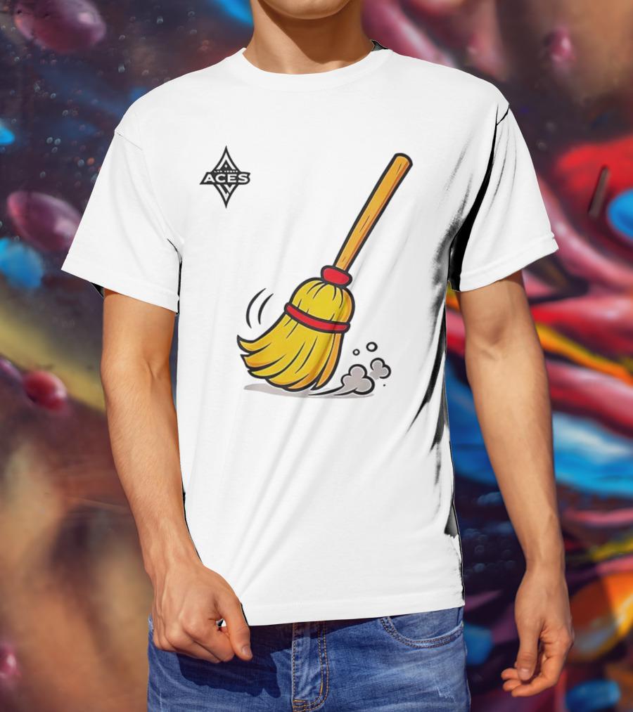 Las Vegas Aces Broom 2025 Championship Victory Sweep T-Shirt
