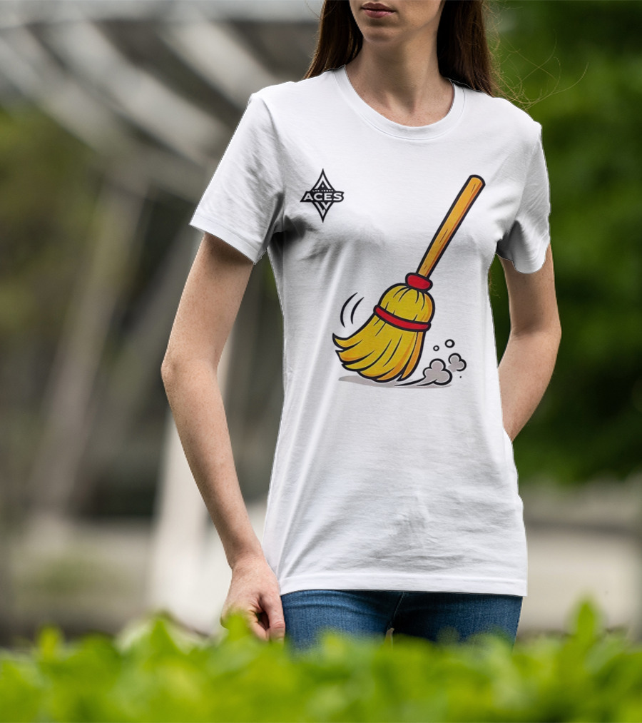 Las Vegas Aces Broom 2025 Championship Victory Sweep T-Shirt