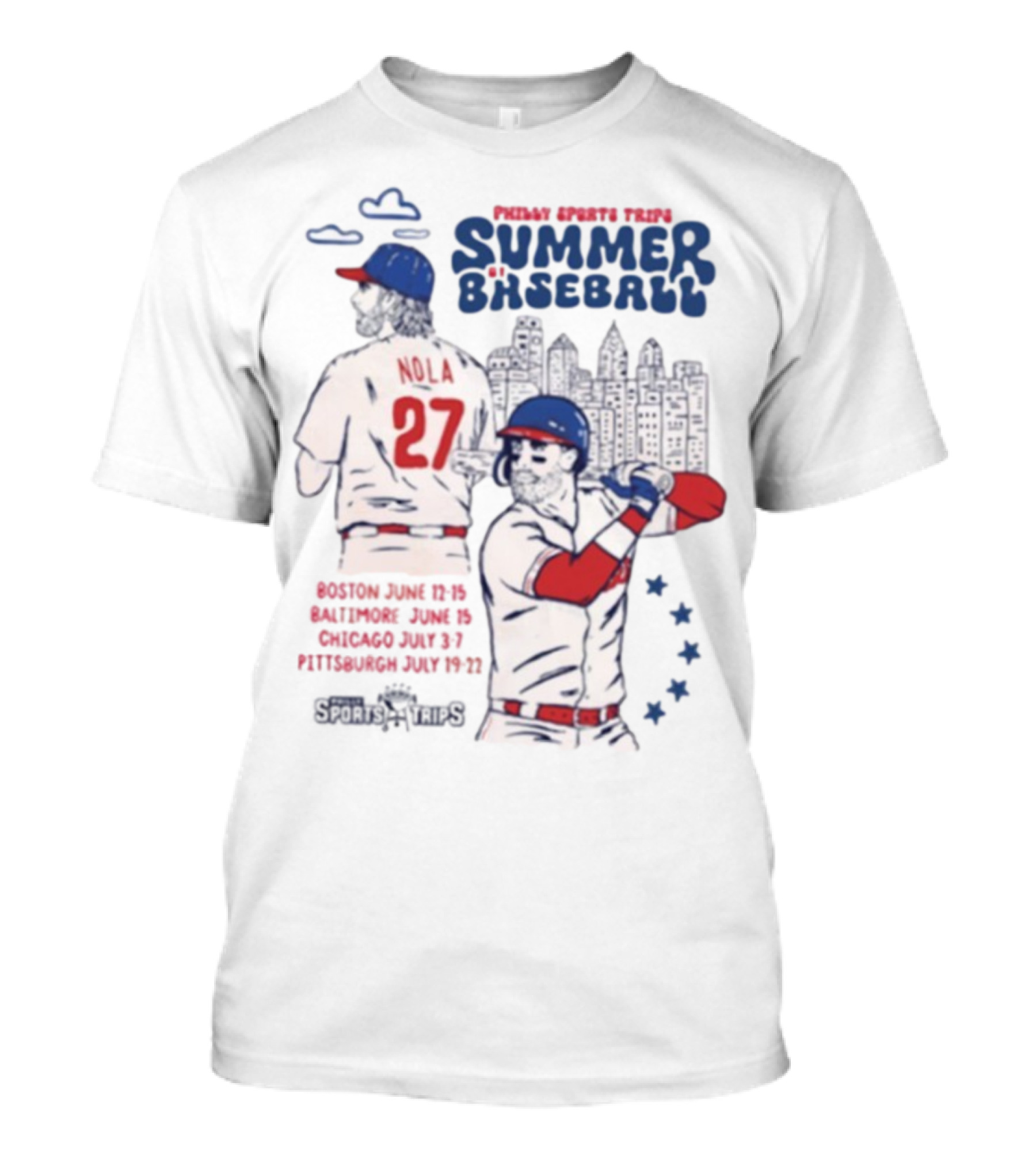 Philadelphia Phillies Aaron Nola Summer Baseball City Skyline T-Shirt