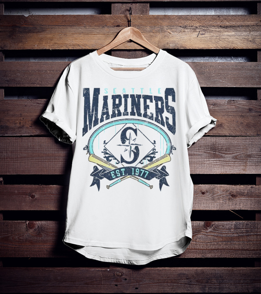 Seattle Mariners MLB Vintage 1977 Baseball Est S Compass Crossbats T-Shirt