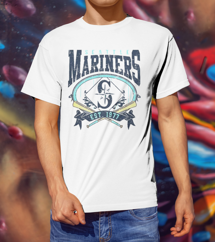 Seattle Mariners MLB Vintage 1977 Baseball Est S Compass Crossbats T-Shirt