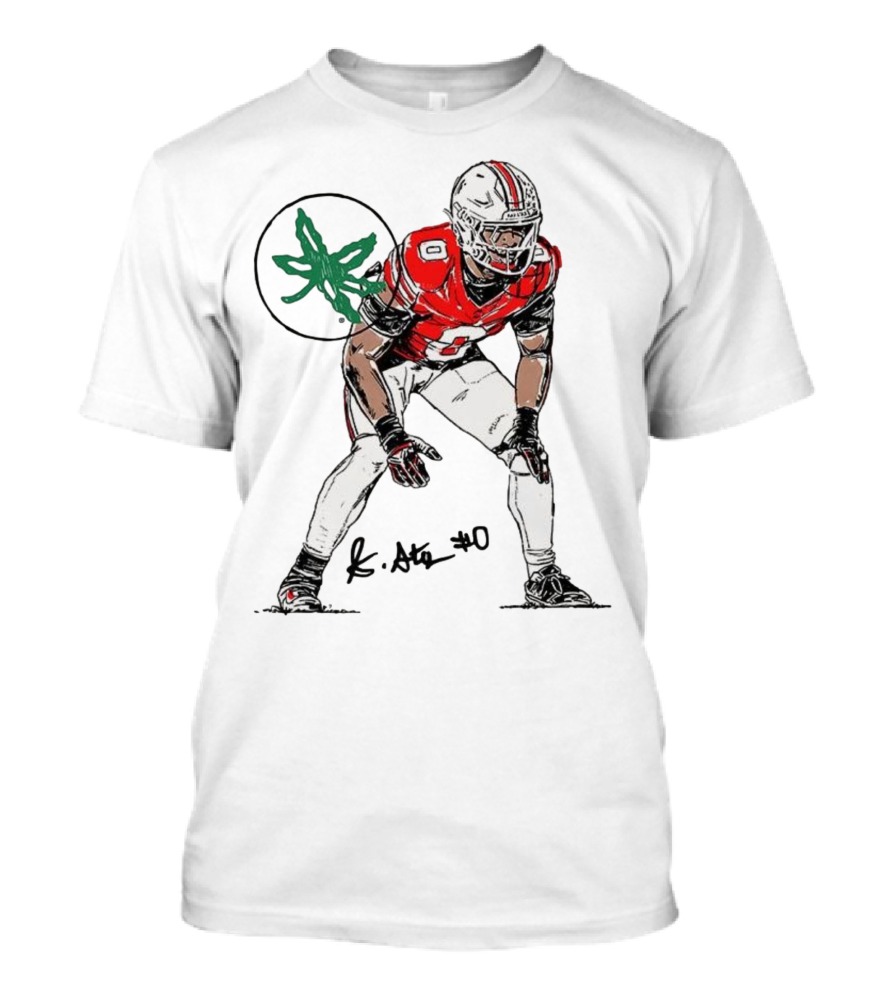 Sonny Styles Ohio State Buckeyes Football Number 0 Player With Signature And Leaf Symbol T-Shirt