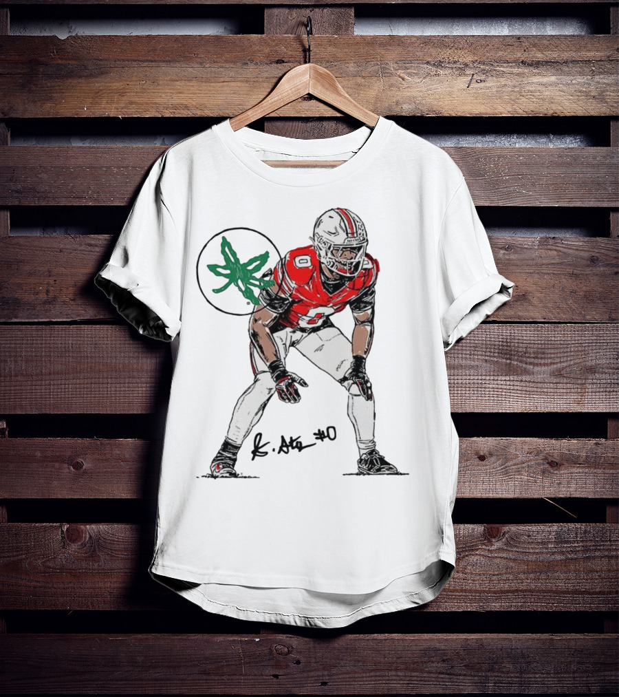 Sonny Styles Ohio State Buckeyes Football Number 0 Player With Signature And Leaf Symbol T-Shirt