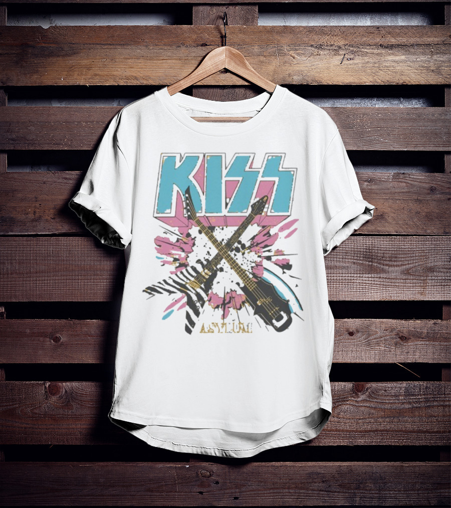 Kiss Asylum Crossed Guitars Burst Design T-Shirt