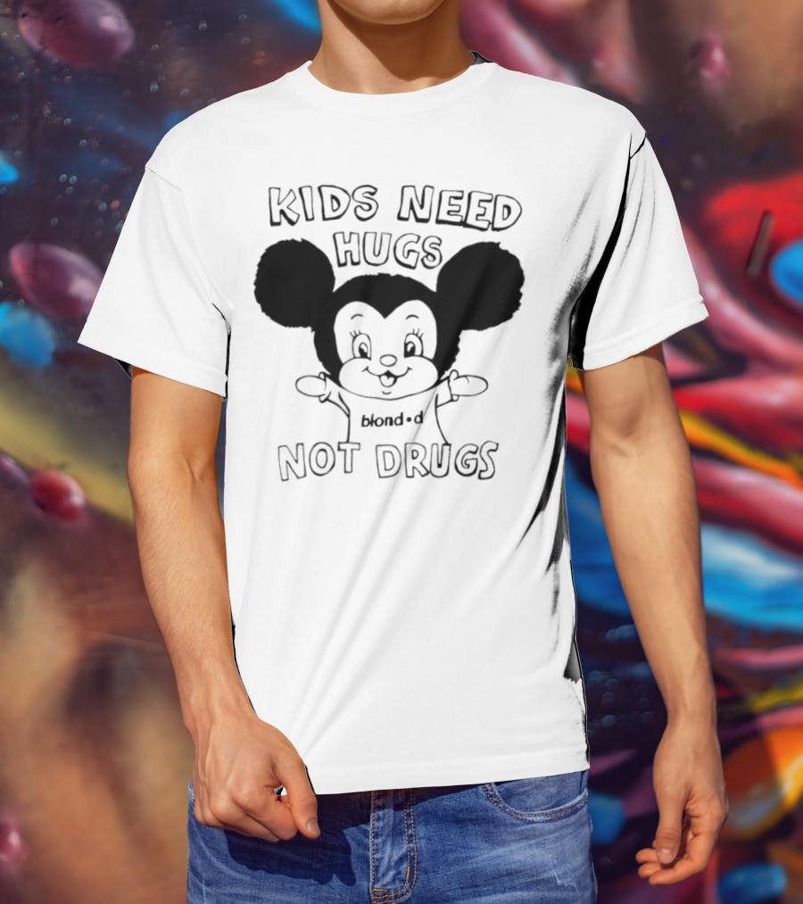 Kids Need Hugs Not Drugs Mouse Ears Cartoon Style T-Shirt