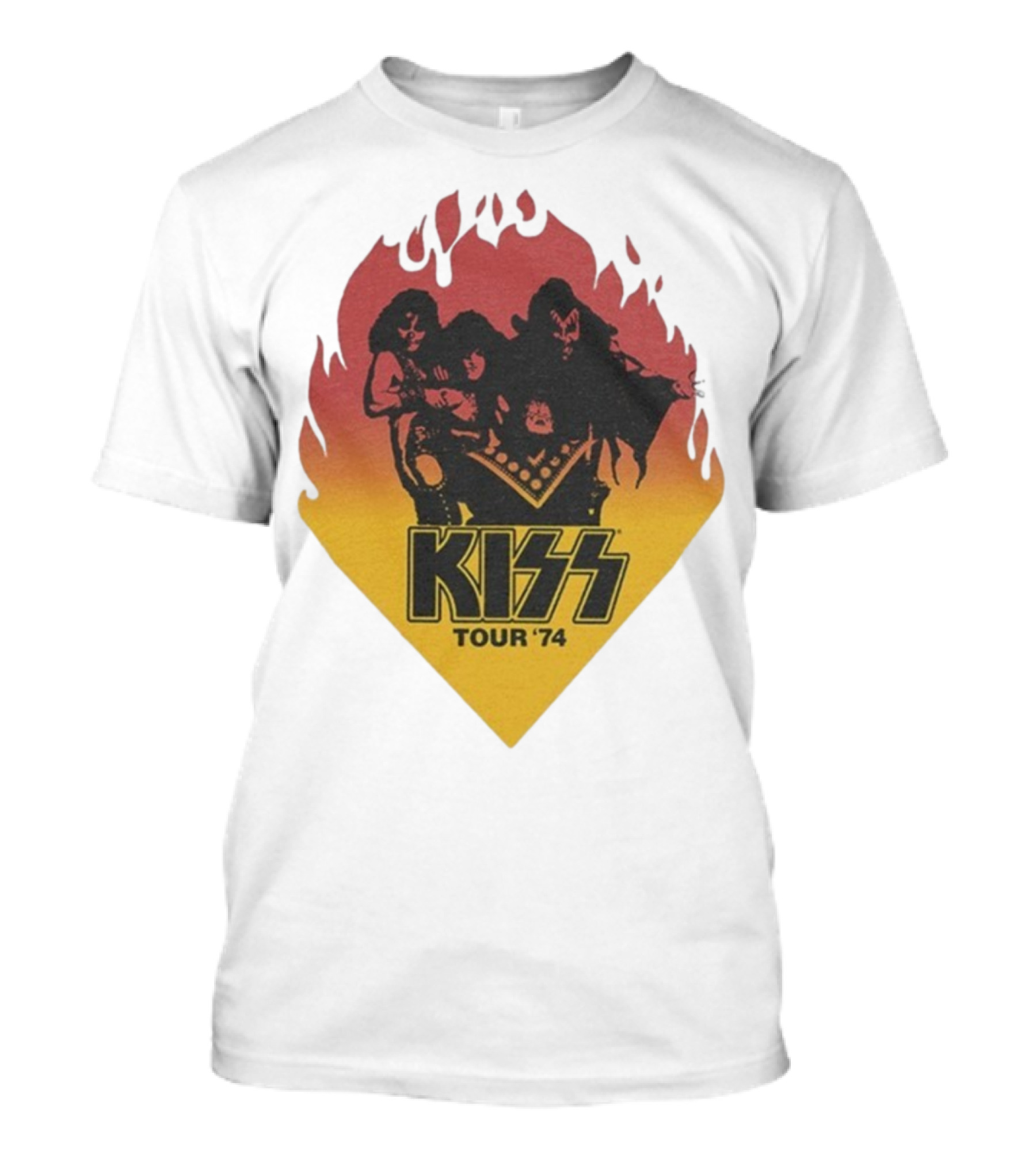 Kiss Tour ’74 Fire Logo Midday Sun Band Members T-Shirt
