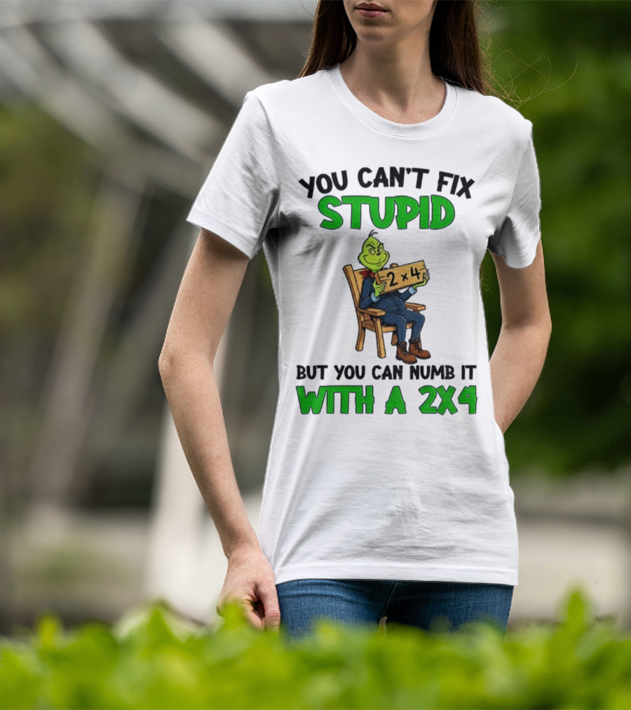 Grinch You Can’t Fix Stupid Numb It With A 2x4 Christmas T-Shirt