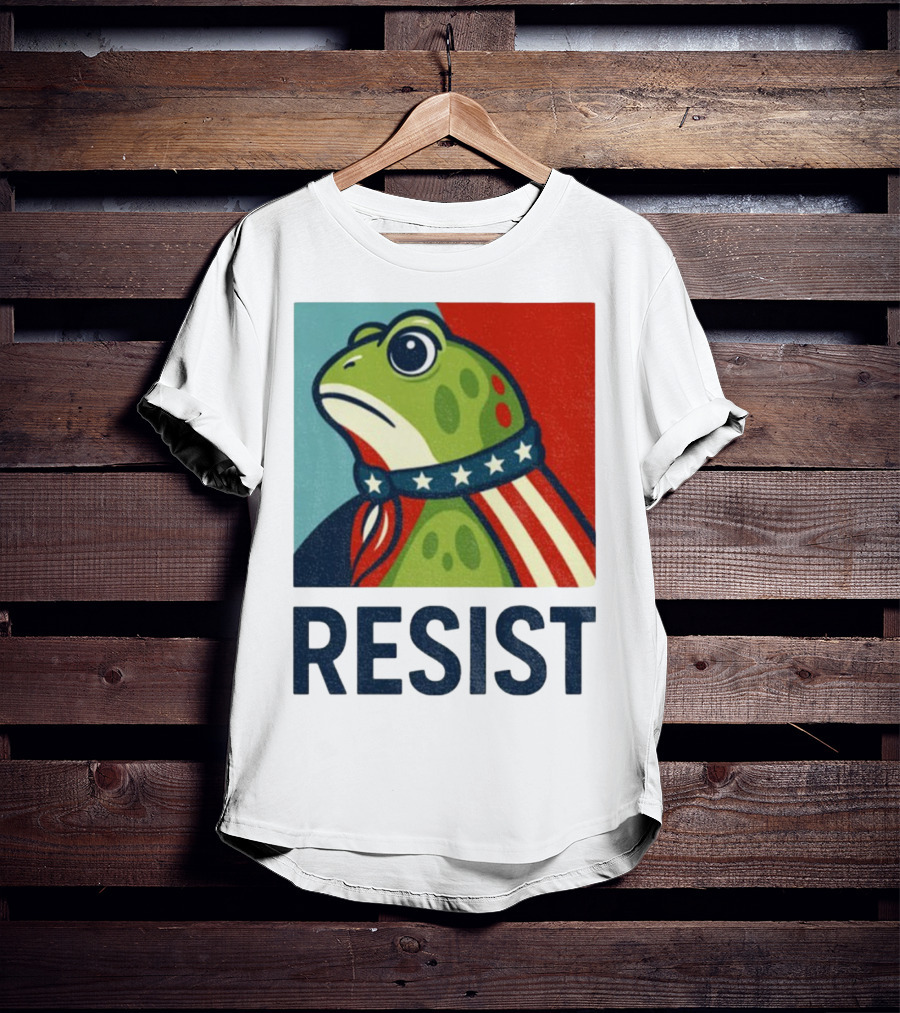 Resist Portland Frog Patriotic Stars And Stripes Retro Art T-Shirt