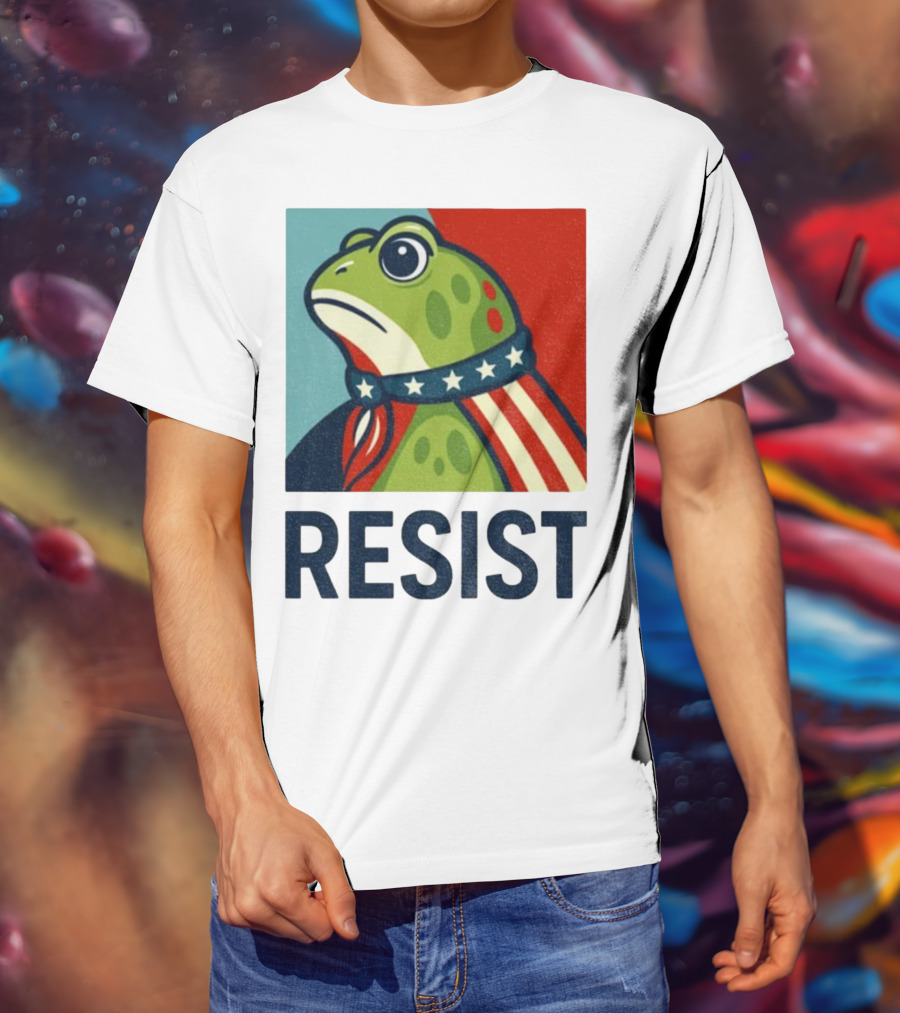 Resist Portland Frog Patriotic Stars And Stripes Retro Art T-Shirt