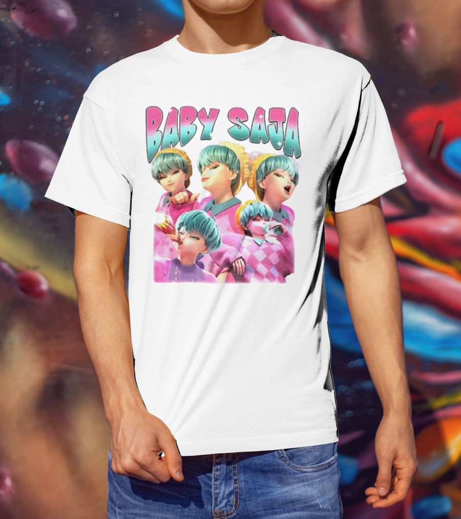 Baby Saja Drinking Soda Cool Anime Character Theme T-Shirt