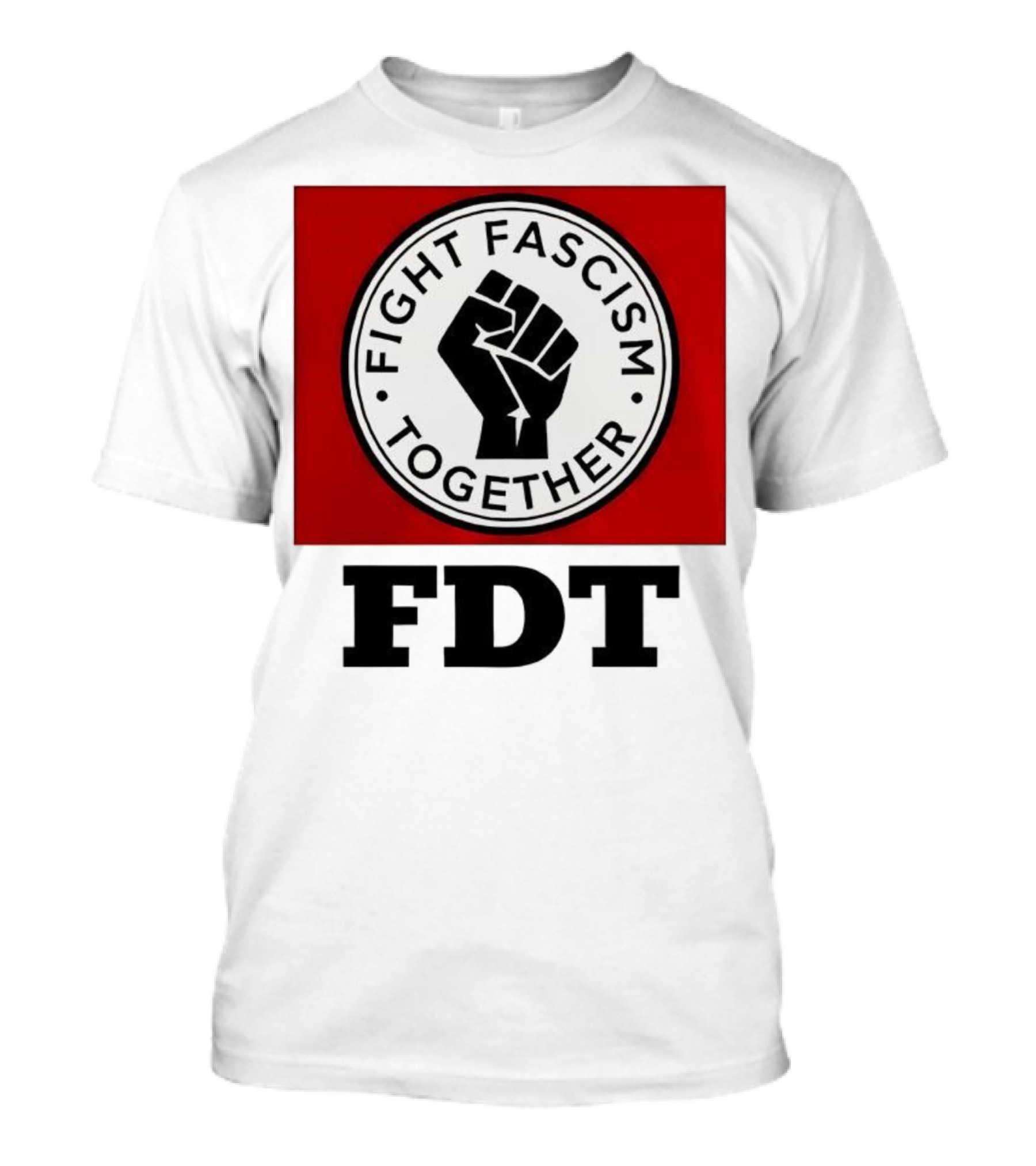 Fight Fascism Together Fist Symbol Red Background T-Shirt