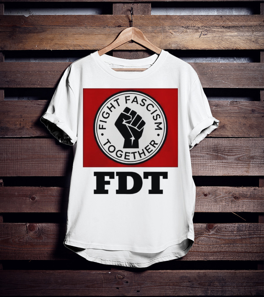 Fight Fascism Together Fist Symbol Red Background T-Shirt