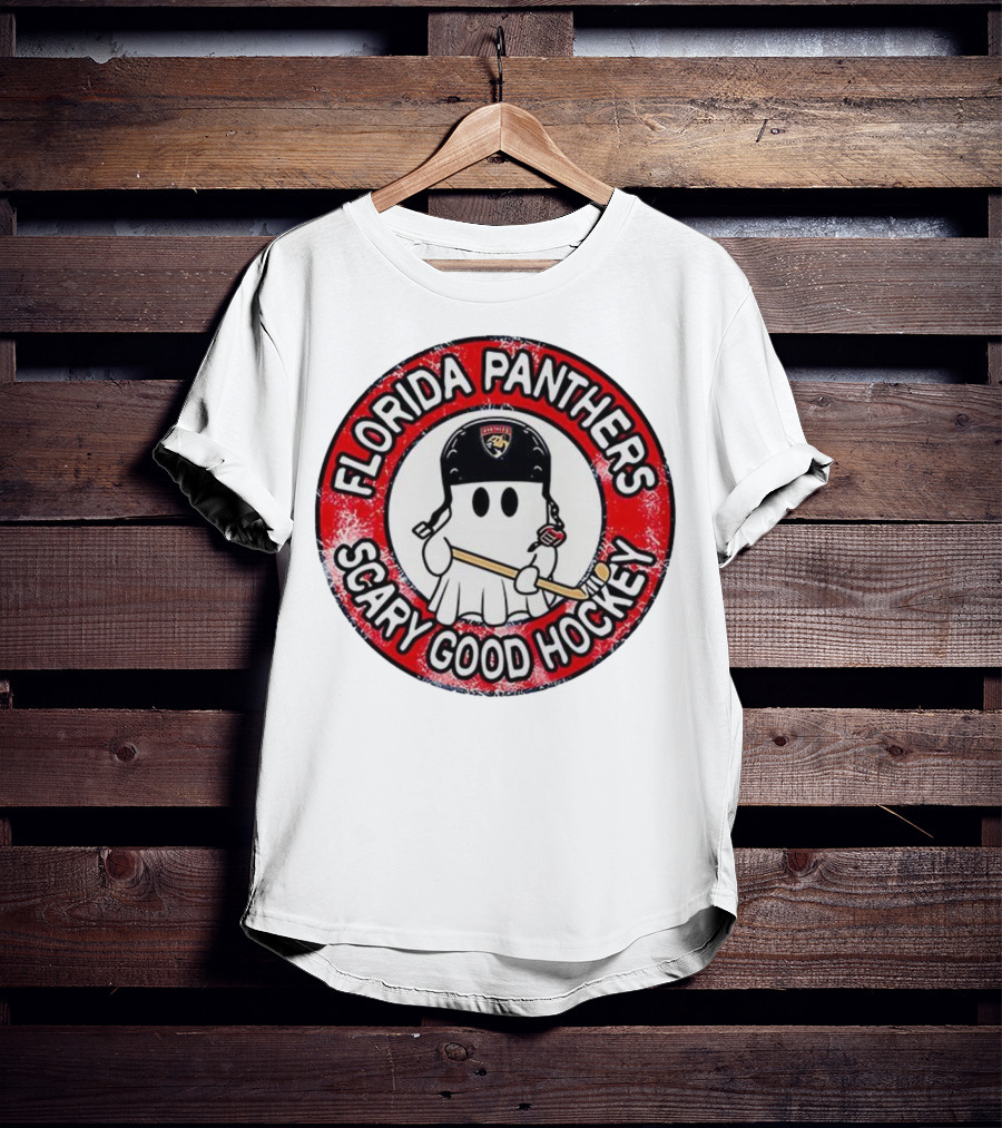 Florida Panthers Scary Good Hockey Ghost With Stick And Helmet T-Shirt