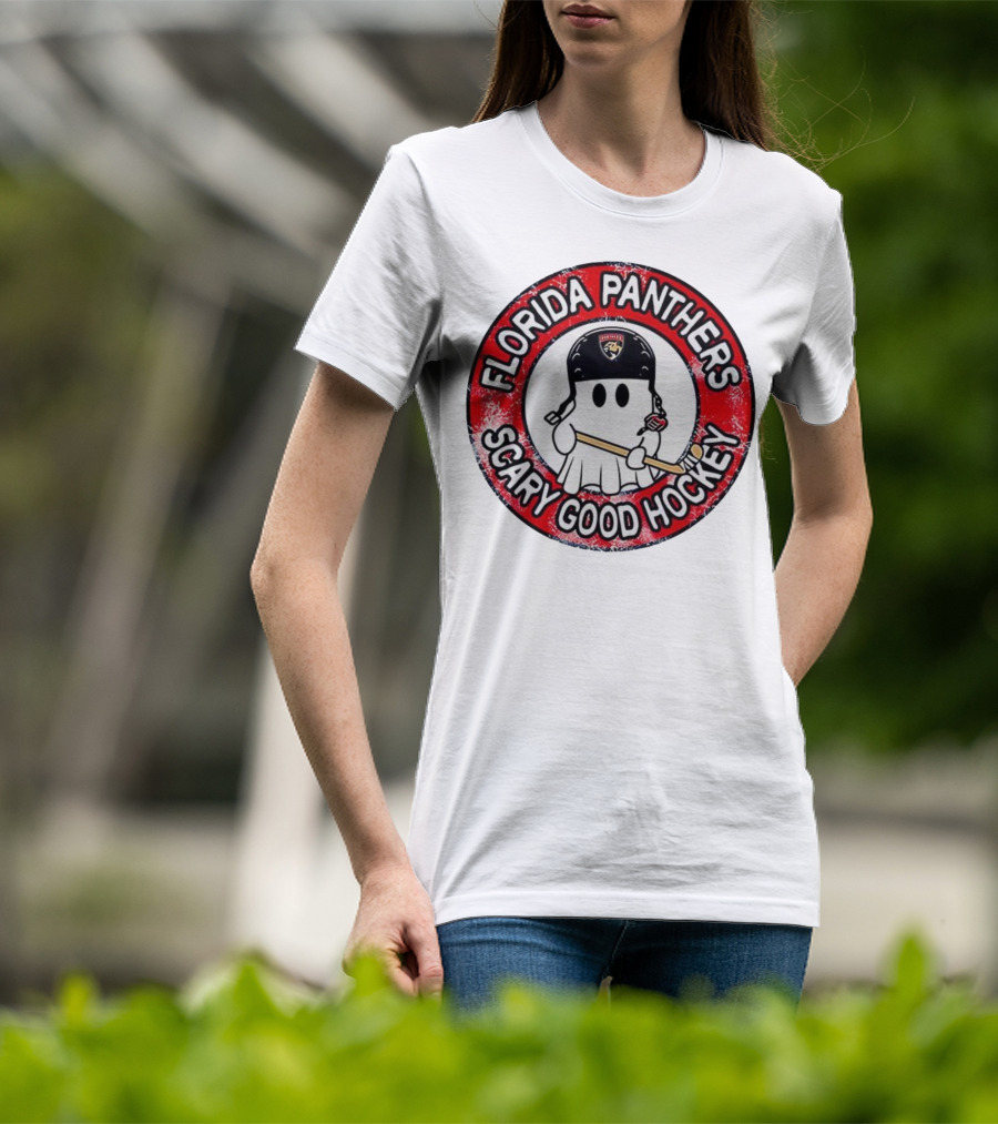 Florida Panthers Scary Good Hockey Ghost With Stick And Helmet T-Shirt