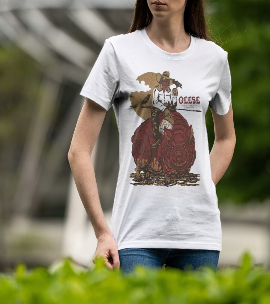 Geese World Live Show 2025-2026 Tour Cowboy Western Pig-Rider Vintage Style T-Shirt