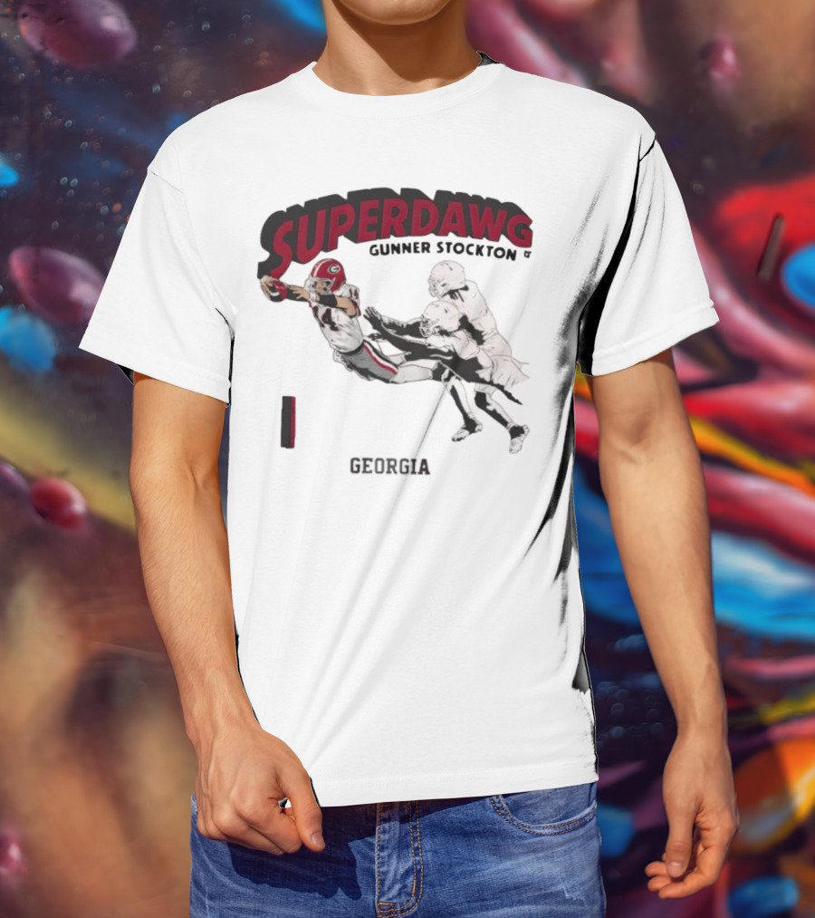 SuperDawg Gunner Stockton Georgia Football Player Action T-Shirt