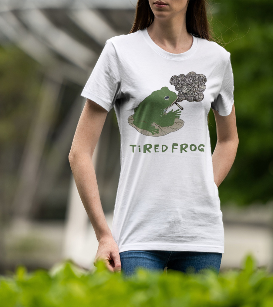 Tired Frog Smoking Meme Japanese Style Smoking Frog T-Shirt