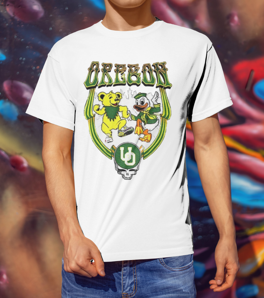 Oregon Ducks Grateful Dead Dancing Bear X Donald Duck Collaboration T-Shirt