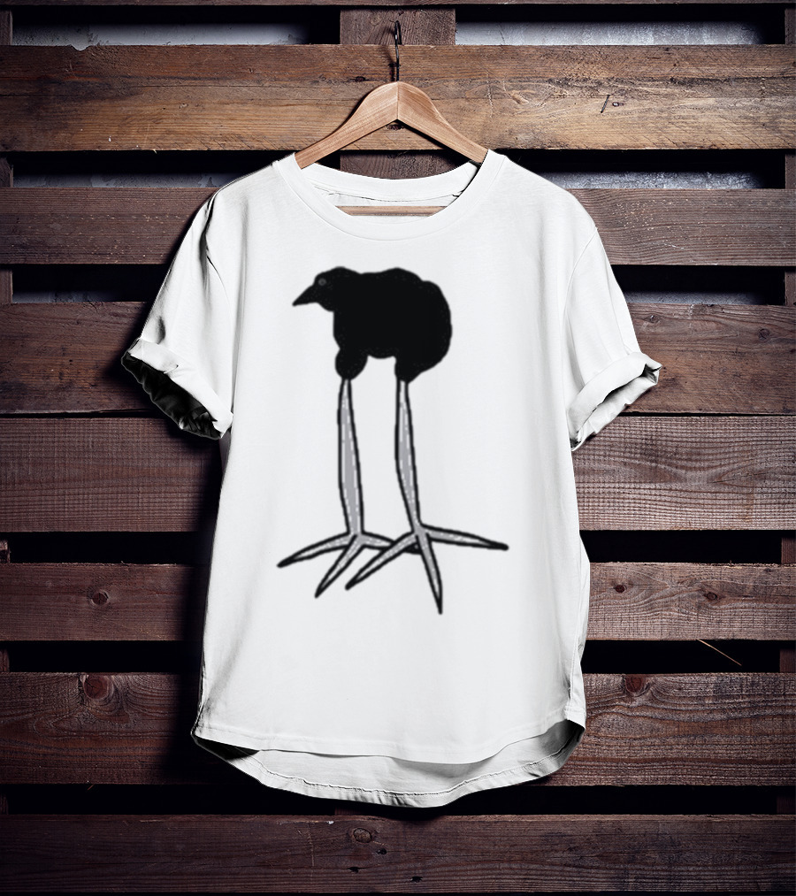 Zasha Charcoal Raven Bird Long Legs T-Shirt