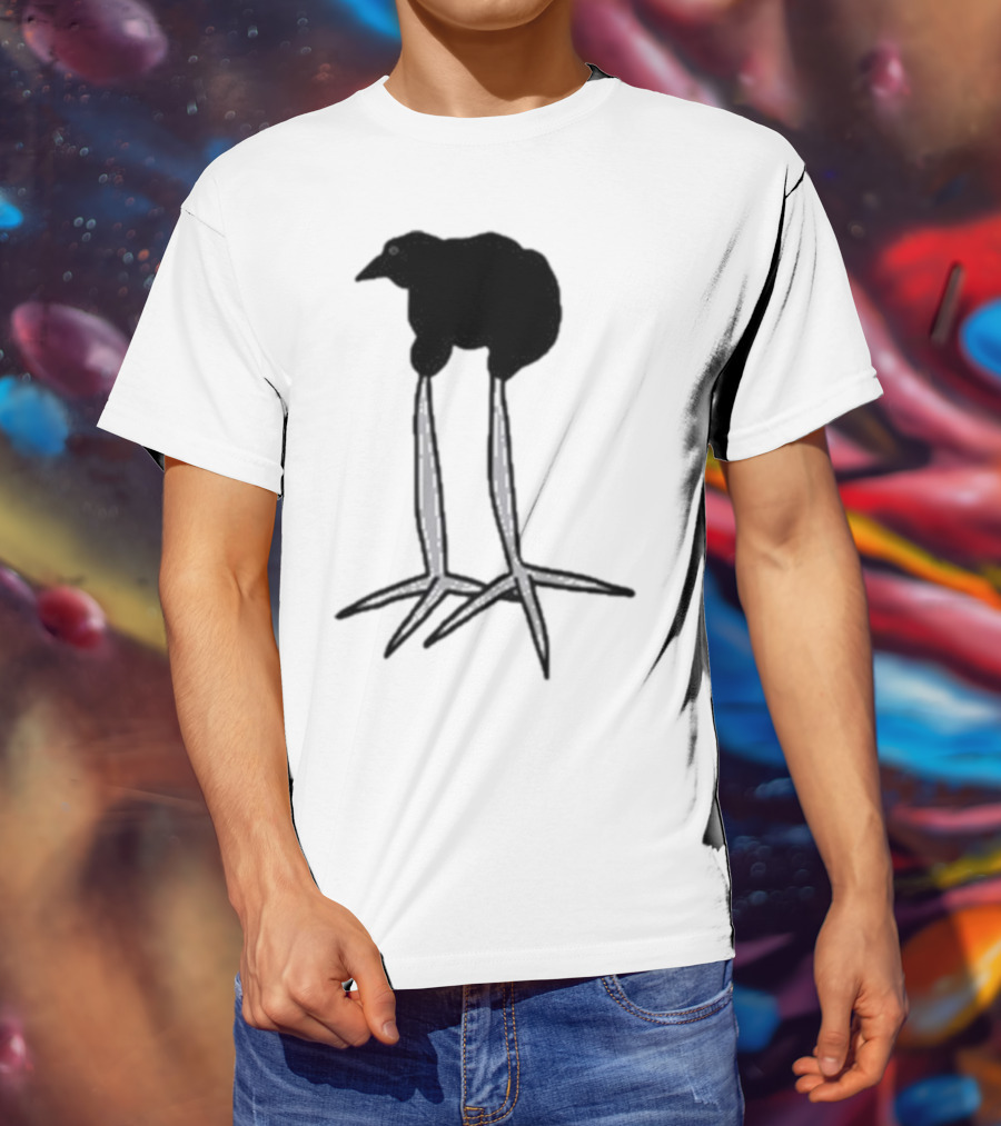 Zasha Charcoal Raven Bird Long Legs T-Shirt