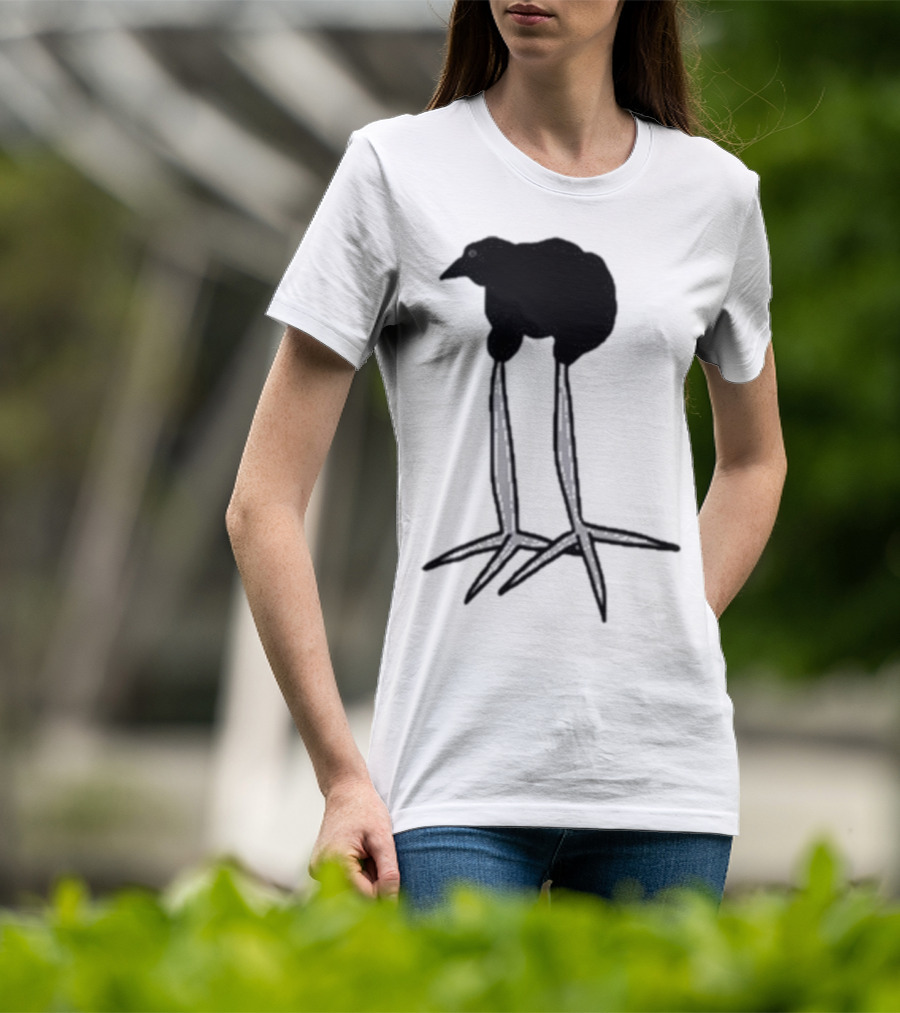 Zasha Charcoal Raven Bird Long Legs T-Shirt