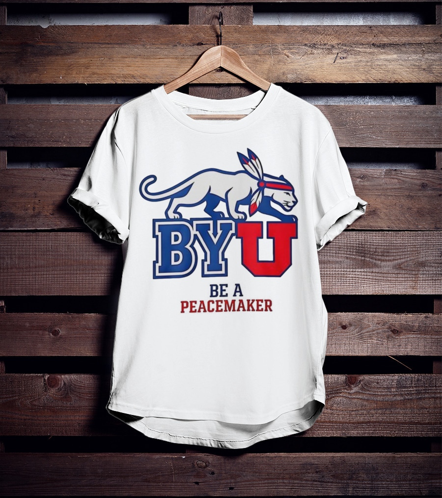 BYU Be A Peacemaker Cougar Logo T-Shirt