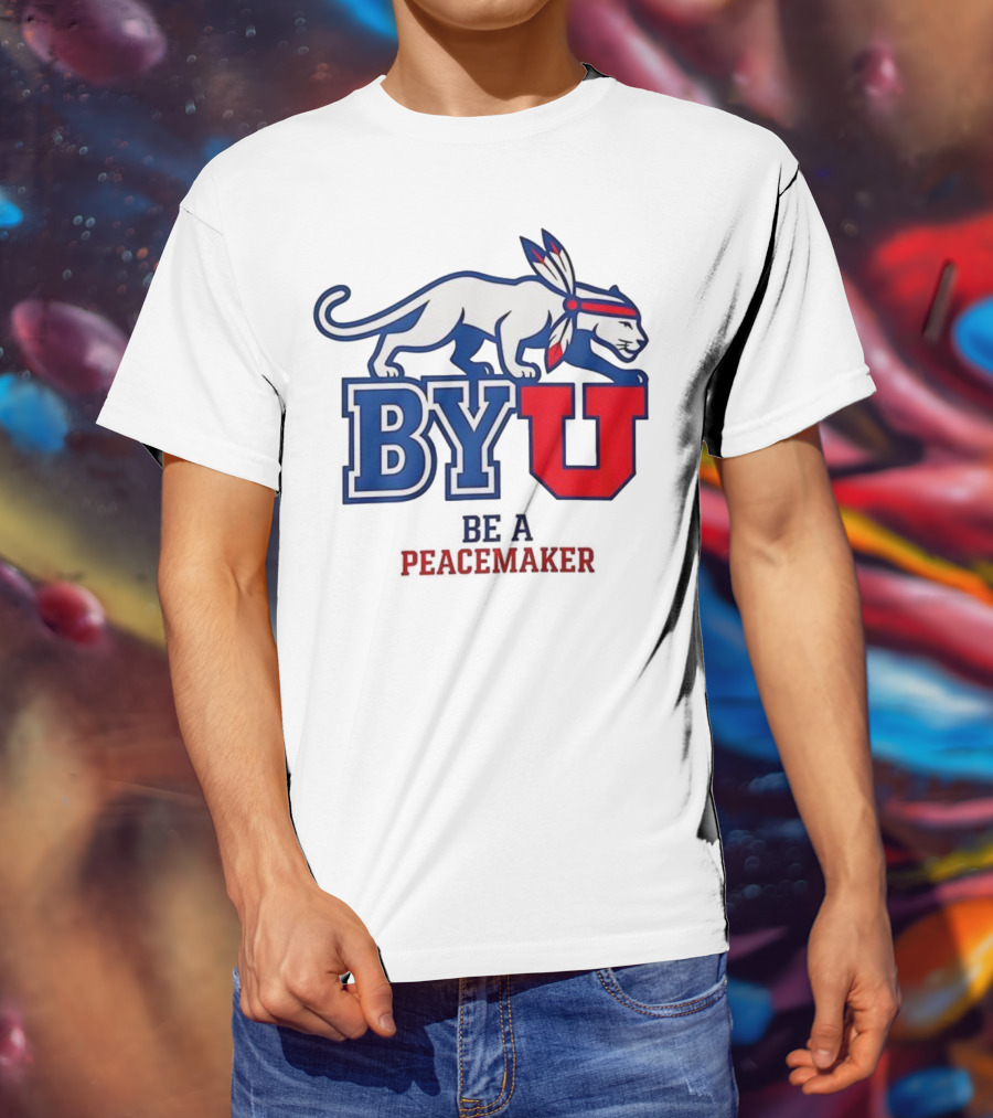 BYU Be A Peacemaker Cougar Logo T-Shirt