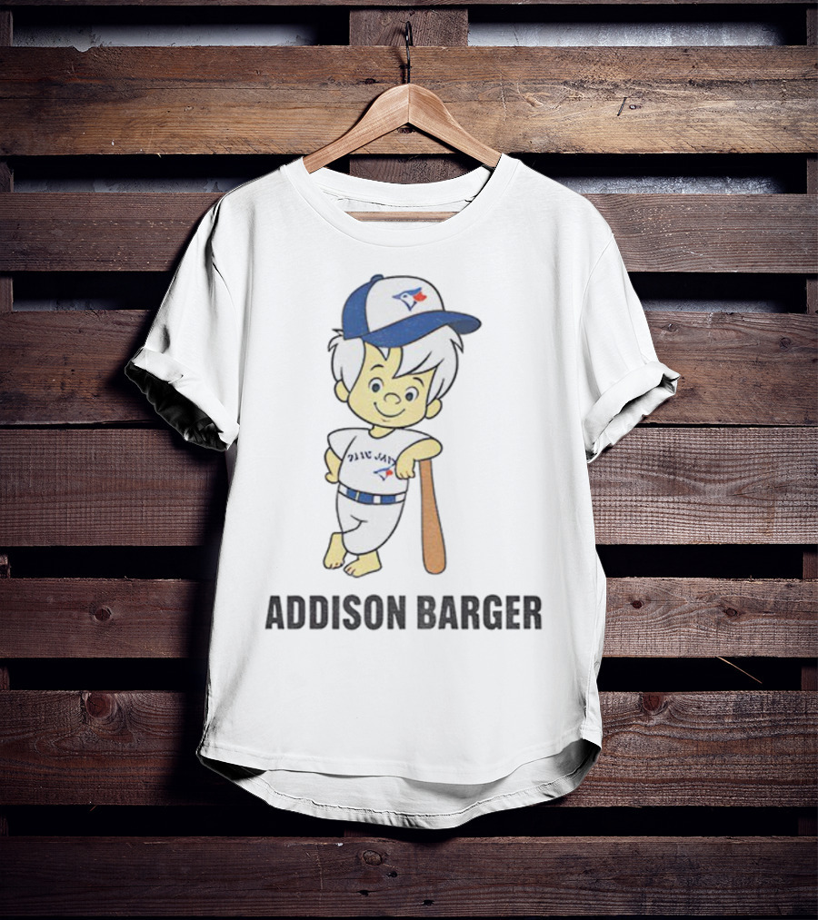 Toronto Blue Jays Addison Barger Illustration With Bat And Cap T-Shirt