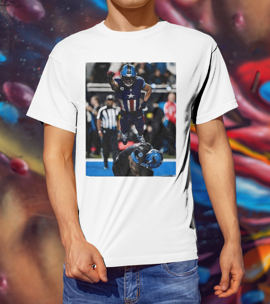 Detroit Lions Amon Ra St Brown Jahmyr Gibbs Captain America Spider-Man NFL Football T-Shirt