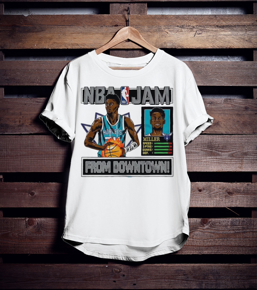 NBA Jam Brandon Miller Charlotte Hornets From Downtown Classic Video Game T-Shirt
