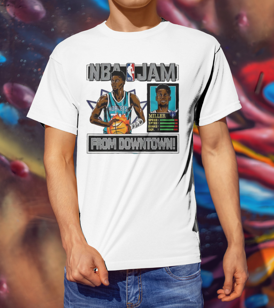 NBA Jam Brandon Miller Charlotte Hornets From Downtown Classic Video Game T-Shirt