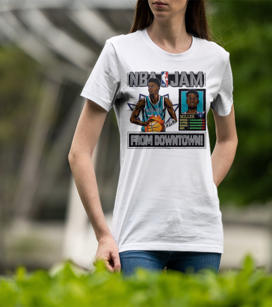 NBA Jam Brandon Miller Charlotte Hornets From Downtown Classic Video Game T-Shirt